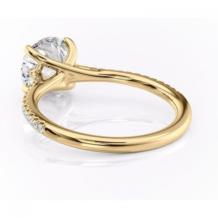 Inel de logodnă Victoria din aur Galben 14kt cu moissanite tăietură rotundă – Montură pavé rafinată pentru profil mediu | Personalizează și configurează gratuit online [4]