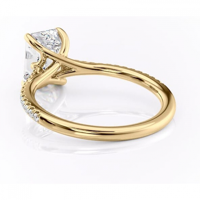 Inel de logodnă Victoria din aur Galben 14kt cu moissanite tăietură smarald – Montură pavé rafinată pentru profil mediu | Personalizează și configurează gratuit online [4]