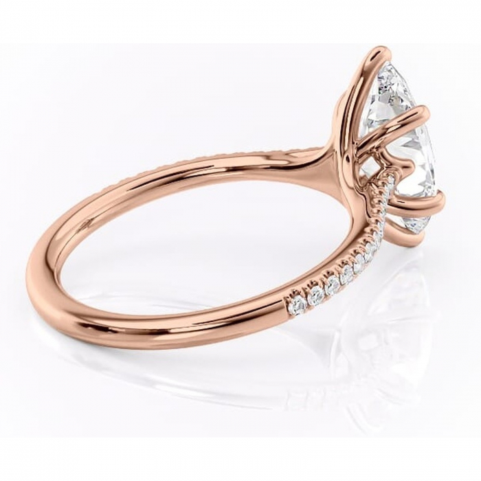 Inel de logodnă Victoria din aur Rose 14kt cu moissanite tăietură marquise – Montură pavé rafinată pentru profil mediu | Personalizează și configurează gratuit online [3]