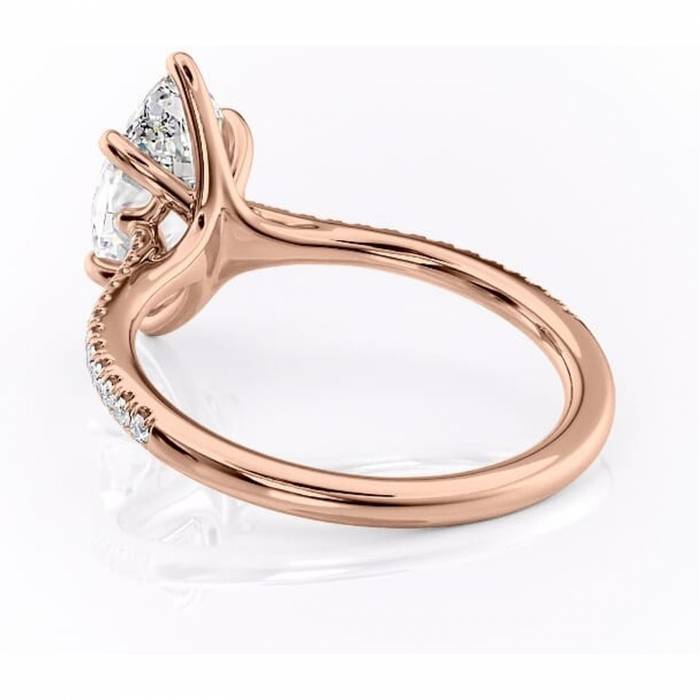 Inel de logodnă Victoria din aur Rose 14kt cu moissanite tăietură marquise – Montură pavé rafinată pentru profil mediu | Personalizează și configurează gratuit online [4]
