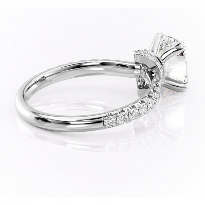 Inel de logodnă Vivienne din aur Alb 14kt cu moissanite tăietură asscher – Montură pavé rafinată pentru profil înalt | Personalizează și configurează gratuit online [3]