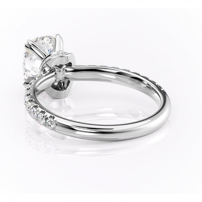 Inel de logodnă Vivienne din aur Alb 14kt cu moissanite tăietură asscher – Montură pavé rafinată pentru profil înalt | Personalizează și configurează gratuit online [4]