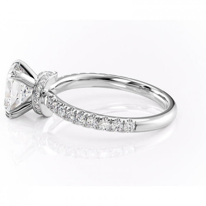 Inel de logodnă Vivienne din aur Alb 14kt cu moissanite tăietură asscher – Montură pavé rafinată pentru profil înalt | Personalizează și configurează gratuit online [6]