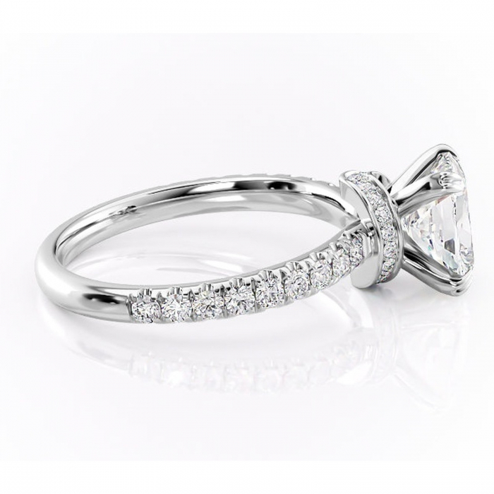 Inel de logodnă Vivienne din aur Alb 14kt cu moissanite tăietură asscher – Montură pavé rafinată pentru profil înalt | Personalizează și configurează gratuit online [2]