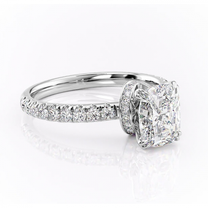 Inel de logodnă Vivienne din aur Alb 14kt cu moissanite tăietură asscher – Montură pavé rafinată pentru profil înalt | Personalizează și configurează gratuit online [1]