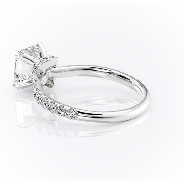 Inel de logodnă Vivienne din aur Alb 14kt cu moissanite tăietură asscher – Montură pavé rafinată pentru profil înalt | Personalizează și configurează gratuit online [5]