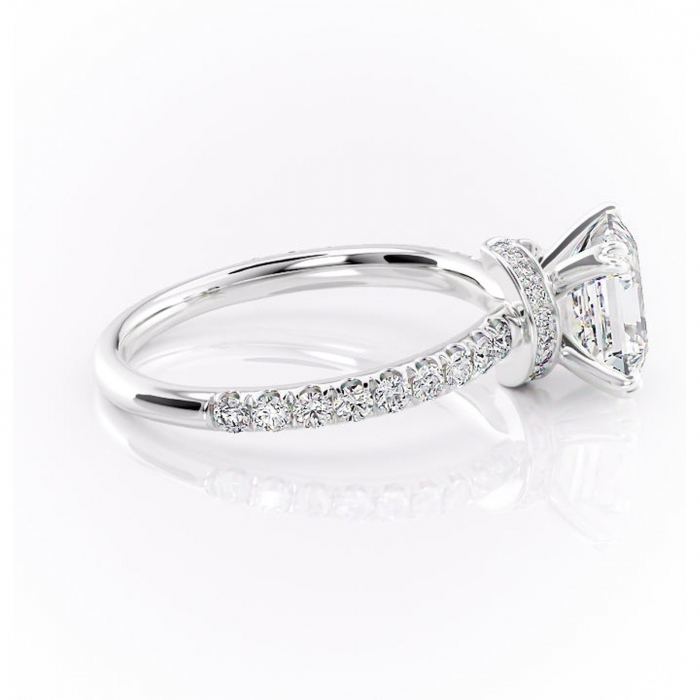 Inel de logodnă Vivienne din aur Alb 14kt cu moissanite tăietură asscher – Montură pavé rafinată pentru profil înalt | Personalizează și configurează gratuit online [2]