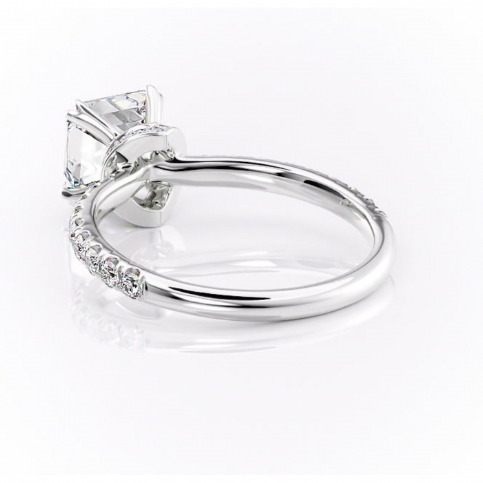 Inel de logodnă Vivienne din aur Alb 14kt cu moissanite tăietură asscher – Montură pavé rafinată pentru profil înalt | Personalizează și configurează gratuit online [4]