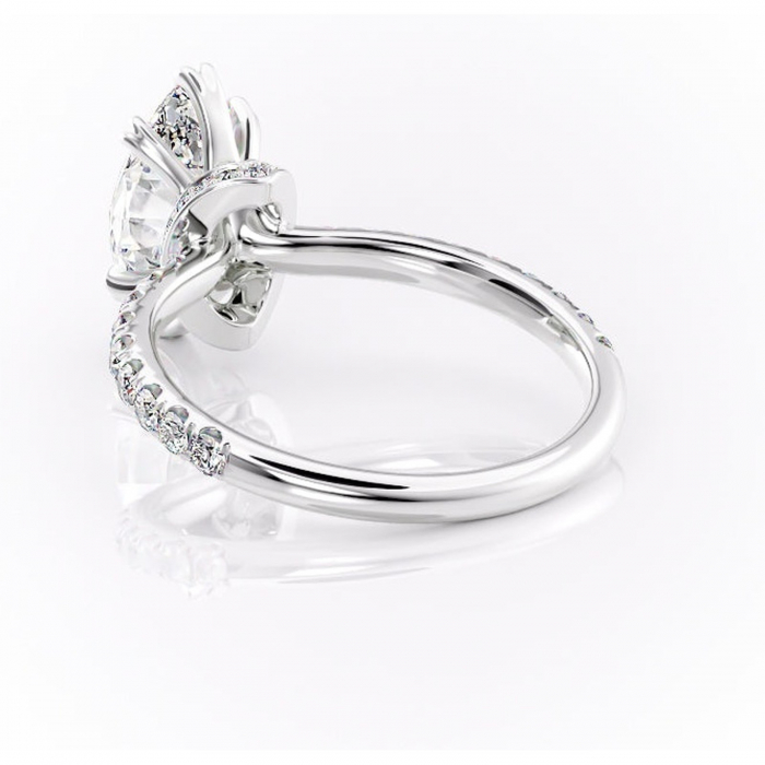 Inel de logodnă Vivienne din aur Alb 14kt cu moissanite tăietură marquise – Montură pavé rafinată pentru profil înalt | Personalizează și configurează gratuit online [4]