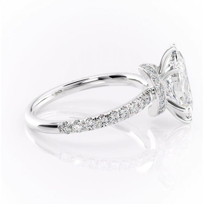 Inel de logodnă Vivienne din aur Alb 14kt cu moissanite tăietură marquise – Montură pavé rafinată pentru profil înalt | Personalizează și configurează gratuit online [2]