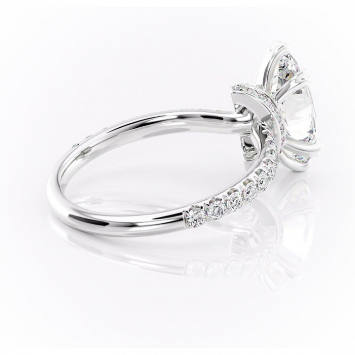 Inel de logodnă Vivienne din aur Alb 14kt cu moissanite tăietură marquise – Montură pavé rafinată pentru profil înalt | Personalizează și configurează gratuit online [3]