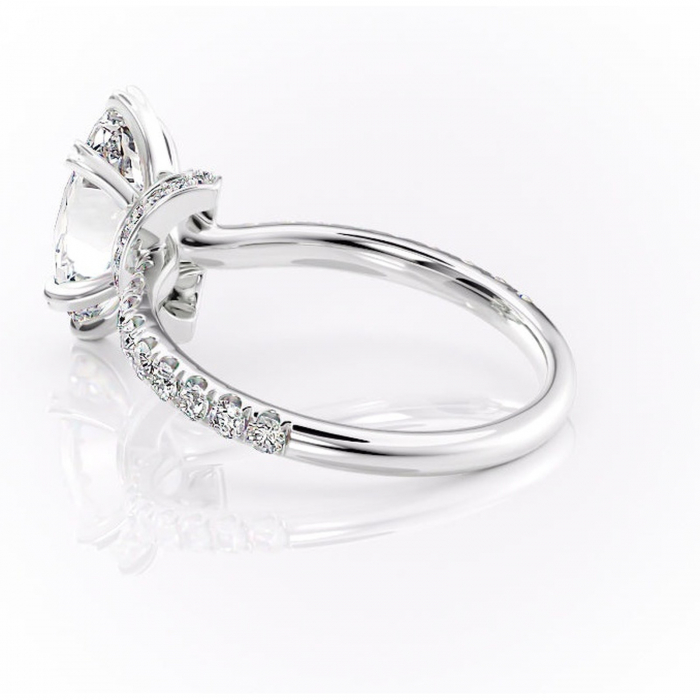 Inel de logodnă Vivienne din aur Alb 14kt cu moissanite tăietură marquise – Montură pavé rafinată pentru profil înalt | Personalizează și configurează gratuit online [5]