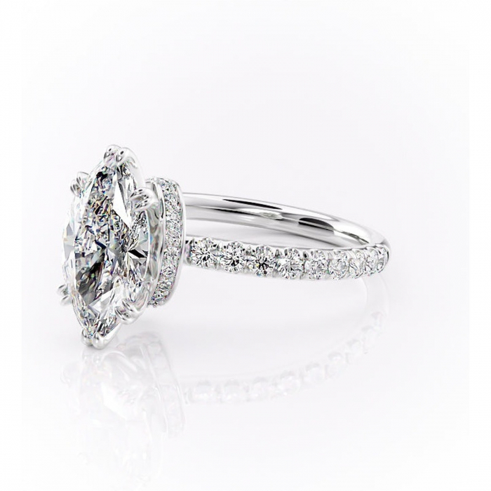 Inel de logodnă Vivienne din aur Alb 14kt cu moissanite tăietură marquise – Montură pavé rafinată pentru profil înalt | Personalizează și configurează gratuit online [7]