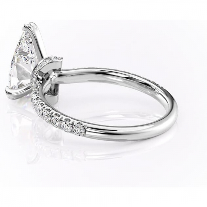 Inel de logodnă Vivienne din aur Alb 14kt cu moissanite tăietură pară – Montură pavé rafinată pentru profil înalt | Personalizează și configurează gratuit online [5]