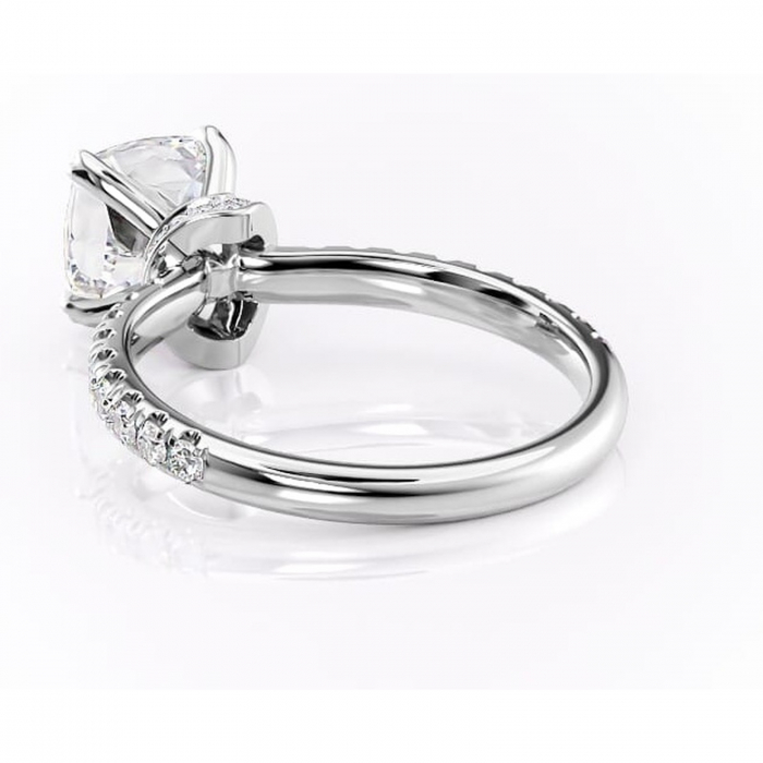 Inel de logodnă Vivienne din aur Alb 14kt cu moissanite tăietură pernă – Montură pavé rafinată pentru profil înalt | Personalizează și configurează gratuit online [4]
