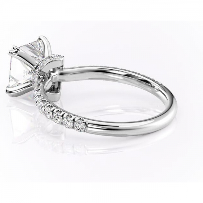 Inel de logodnă Vivienne din aur Alb 14kt cu moissanite tăietură princess – Montură pavé rafinată pentru profil înalt | Personalizează și configurează gratuit online [5]