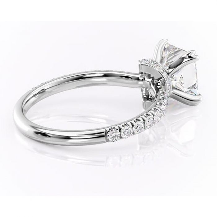 Inel de logodnă Vivienne din aur Alb 14kt cu moissanite tăietură princess – Montură pavé rafinată pentru profil înalt | Personalizează și configurează gratuit online [3]