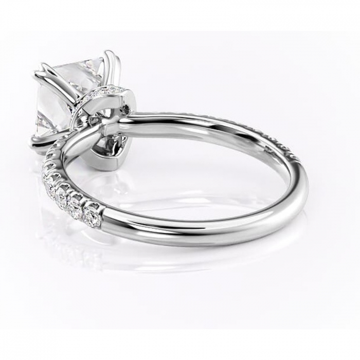 Inel de logodnă Vivienne din aur Alb 14kt cu moissanite tăietură princess – Montură pavé rafinată pentru profil înalt | Personalizează și configurează gratuit online [4]