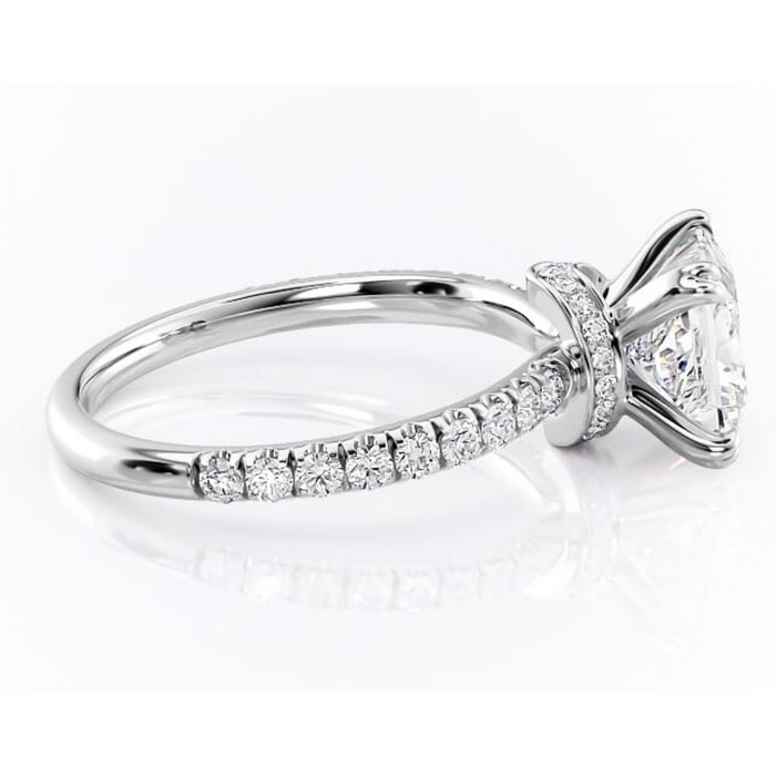 Inel de logodnă Vivienne din aur Alb 14kt cu moissanite tăietură princess – Montură pavé rafinată pentru profil înalt | Personalizează și configurează gratuit online [2]