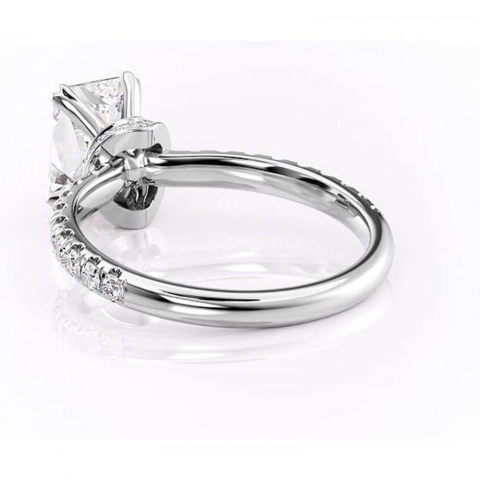 Inel de logodnă Vivienne din aur Alb 14kt cu moissanite tăietură radiantă – Montură pavé rafinată pentru profil înalt | Personalizează și configurează gratuit online [4]