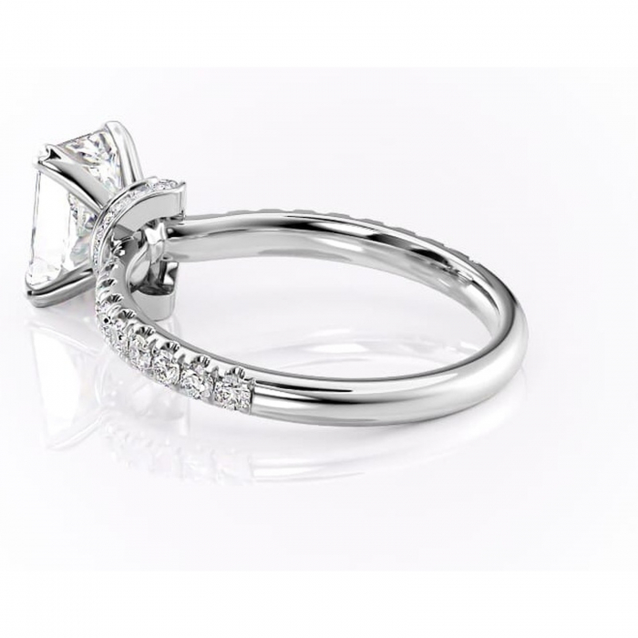 Inel de logodnă Vivienne din aur Alb 14kt cu moissanite tăietură radiantă – Montură pavé rafinată pentru profil înalt | Personalizează și configurează gratuit online [5]