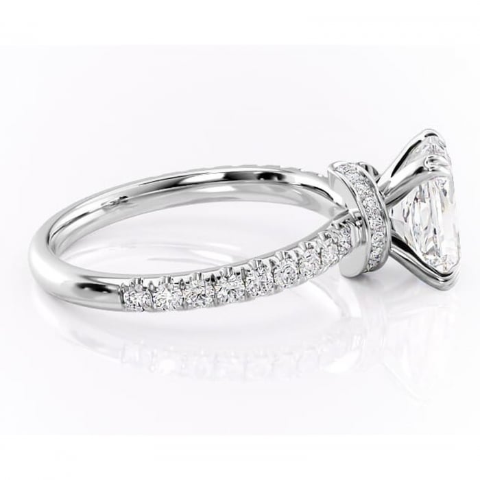 Inel de logodnă Vivienne din aur Alb 14kt cu moissanite tăietură radiantă – Montură pavé rafinată pentru profil înalt | Personalizează și configurează gratuit online [2]