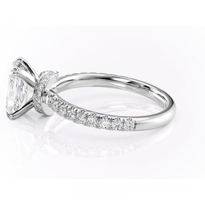 Inel de logodnă Vivienne din aur Alb 14kt cu moissanite tăietură radiantă – Montură pavé rafinată pentru profil înalt | Personalizează și configurează gratuit online [6]