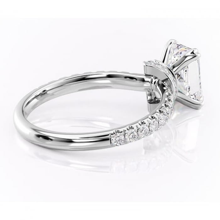 Inel de logodnă Vivienne din aur Alb 14kt cu moissanite tăietură radiantă – Montură pavé rafinată pentru profil înalt | Personalizează și configurează gratuit online [3]