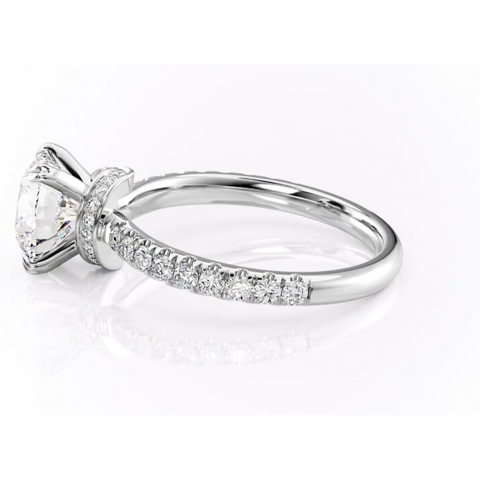 Inel de logodnă Vivienne din aur Alb 14kt cu moissanite tăietură rotundă – Montură pavé rafinată pentru profil înalt | Personalizează și configurează gratuit online [6]