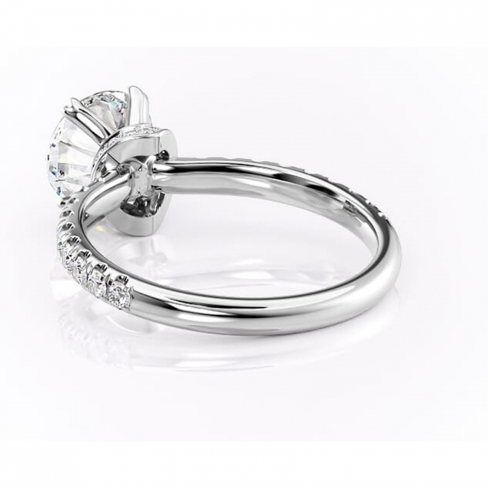 Inel de logodnă Vivienne din aur Alb 14kt cu moissanite tăietură rotundă – Montură pavé rafinată pentru profil înalt | Personalizează și configurează gratuit online [4]