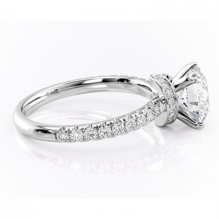 Inel de logodnă Vivienne din aur Alb 14kt cu moissanite tăietură rotundă – Montură pavé rafinată pentru profil înalt | Personalizează și configurează gratuit online [2]