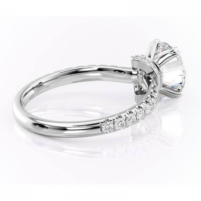 Inel de logodnă Vivienne din aur Alb 14kt cu moissanite tăietură rotundă – Montură pavé rafinată pentru profil înalt | Personalizează și configurează gratuit online [3]