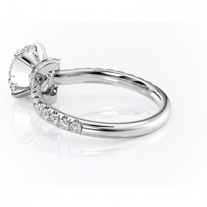 Inel de logodnă Vivienne din aur Alb 14kt cu moissanite tăietură rotundă – Montură pavé rafinată pentru profil înalt | Personalizează și configurează gratuit online [5]