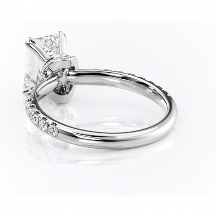 Inel de logodnă Vivienne din aur Alb 14kt cu moissanite tăietură smarald – Montură pavé rafinată pentru profil înalt | Personalizează și configurează gratuit online [4]