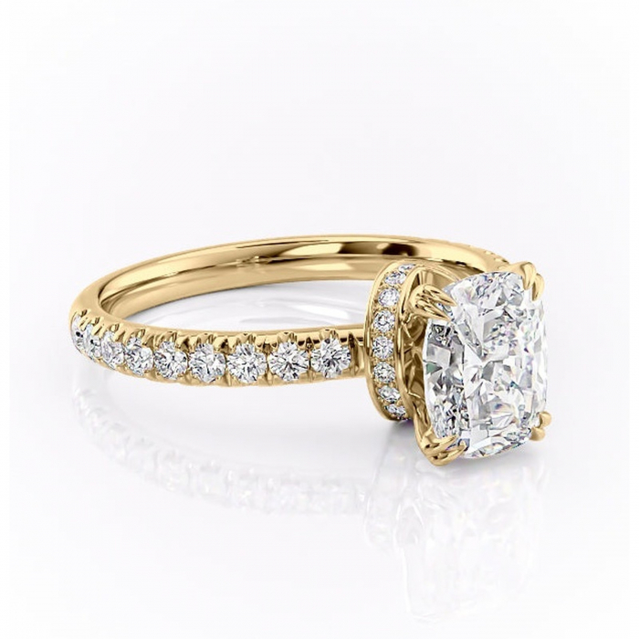 Inel de logodnă Vivienne din aur Galben 14kt cu moissanite tăietură asscher – Montură pavé rafinată pentru profil înalt | Personalizează și configurează gratuit online [1]