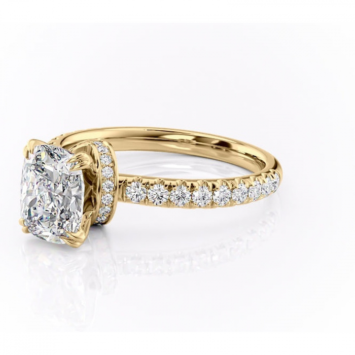 Inel de logodnă Vivienne din aur Galben 14kt cu moissanite tăietură asscher – Montură pavé rafinată pentru profil înalt | Personalizează și configurează gratuit online [7]