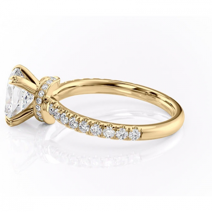 Inel de logodnă Vivienne din aur Galben 14kt cu moissanite tăietură asscher – Montură pavé rafinată pentru profil înalt | Personalizează și configurează gratuit online [6]