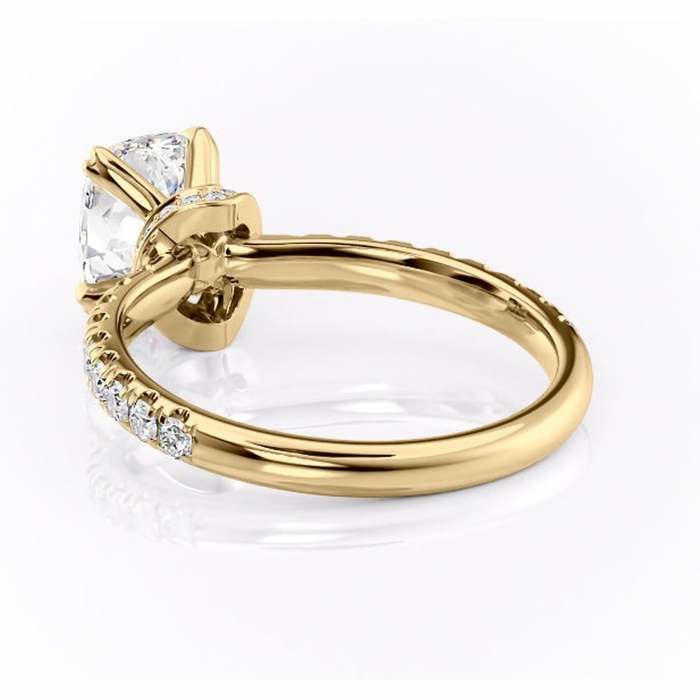 Inel de logodnă Vivienne din aur Galben 14kt cu moissanite tăietură asscher – Montură pavé rafinată pentru profil înalt | Personalizează și configurează gratuit online [4]