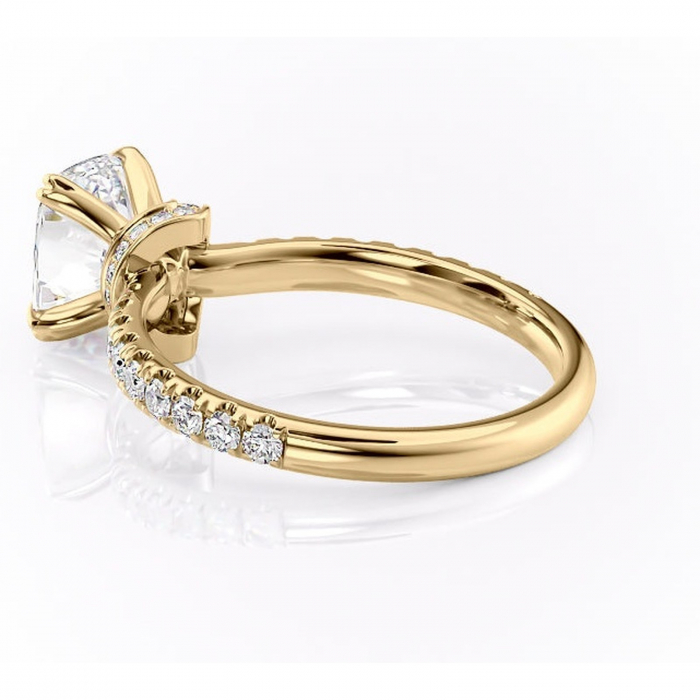 Inel de logodnă Vivienne din aur Galben 14kt cu moissanite tăietură asscher – Montură pavé rafinată pentru profil înalt | Personalizează și configurează gratuit online [5]