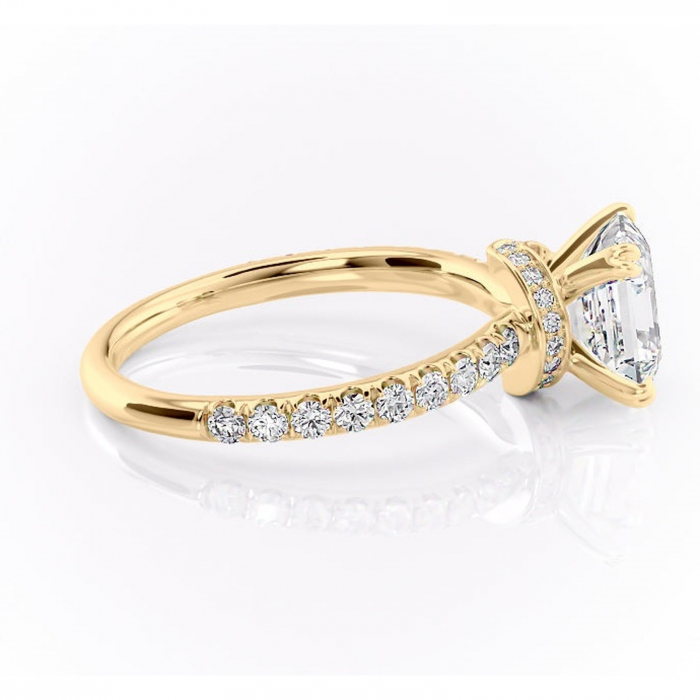 Inel de logodnă Vivienne din aur Galben 14kt cu moissanite tăietură asscher – Montură pavé rafinată pentru profil înalt | Personalizează și configurează gratuit online [2]