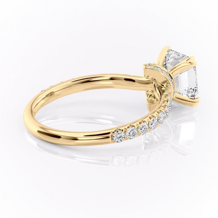 Inel de logodnă Vivienne din aur Galben 14kt cu moissanite tăietură asscher – Montură pavé rafinată pentru profil înalt | Personalizează și configurează gratuit online [3]