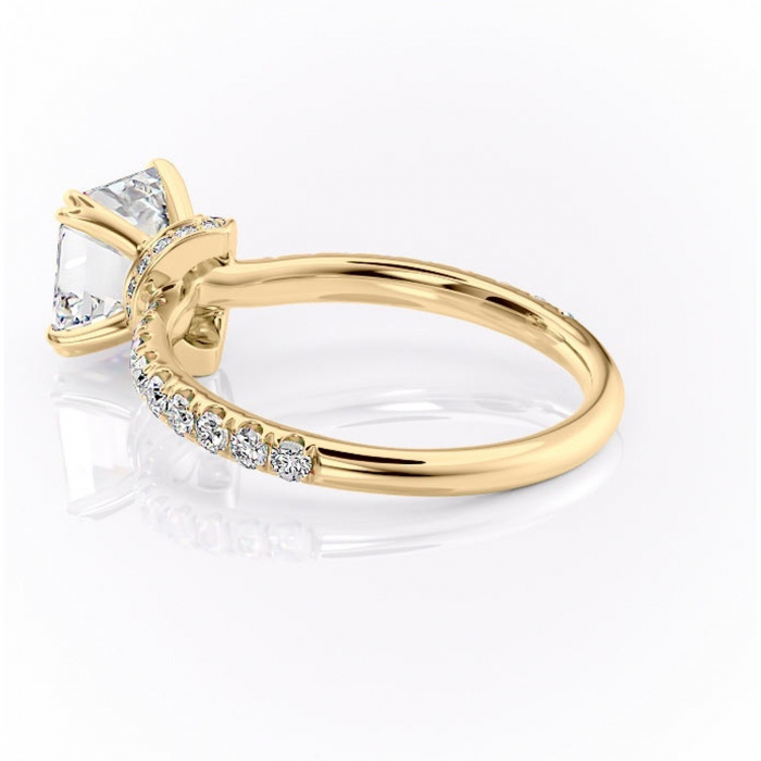 Inel de logodnă Vivienne din aur Galben 14kt cu moissanite tăietură asscher – Montură pavé rafinată pentru profil înalt | Personalizează și configurează gratuit online [5]