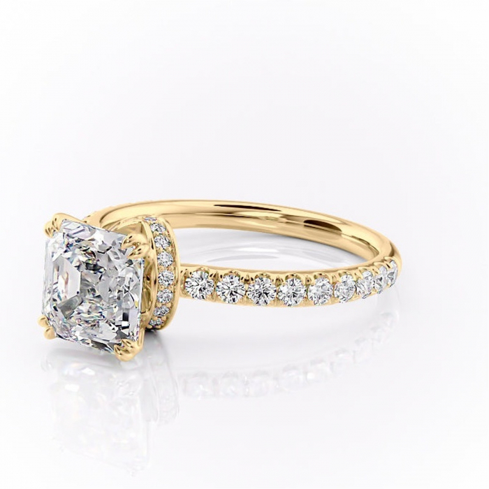 Inel de logodnă Vivienne din aur Galben 14kt cu moissanite tăietură asscher – Montură pavé rafinată pentru profil înalt | Personalizează și configurează gratuit online [7]