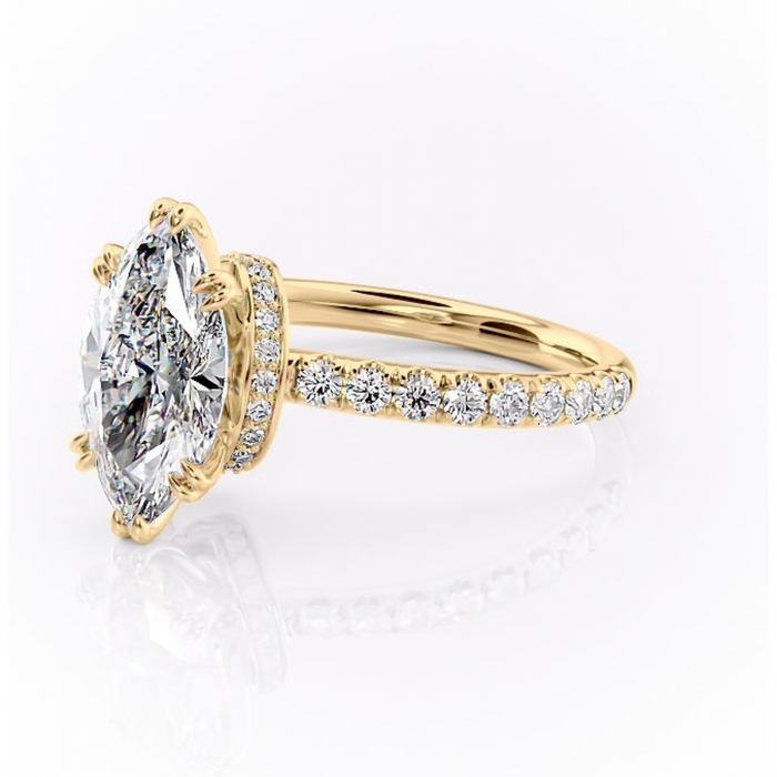 Inel de logodnă Vivienne din aur Galben 14kt cu moissanite tăietură marquise – Montură pavé rafinată pentru profil înalt | Personalizează și configurează gratuit online [7]