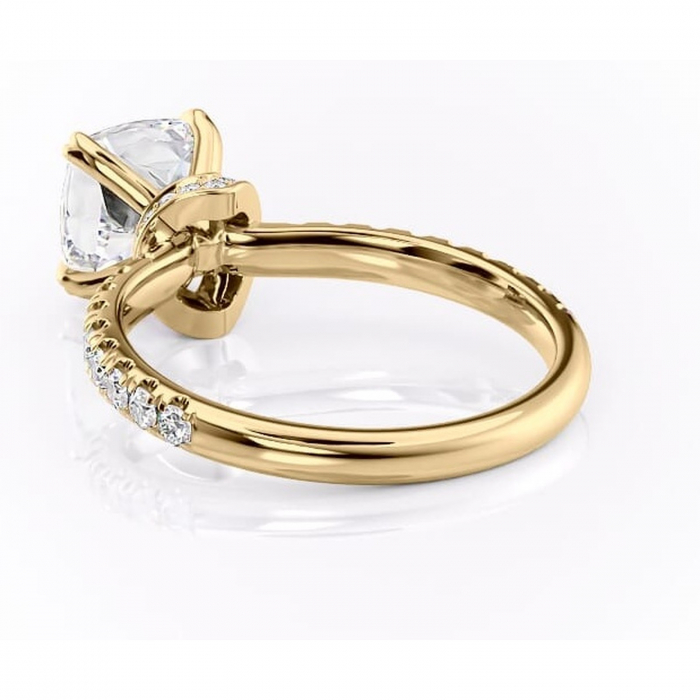 Inel de logodnă Vivienne din aur Galben 14kt cu moissanite tăietură pernă – Montură pavé rafinată pentru profil înalt | Personalizează și configurează gratuit online [4]