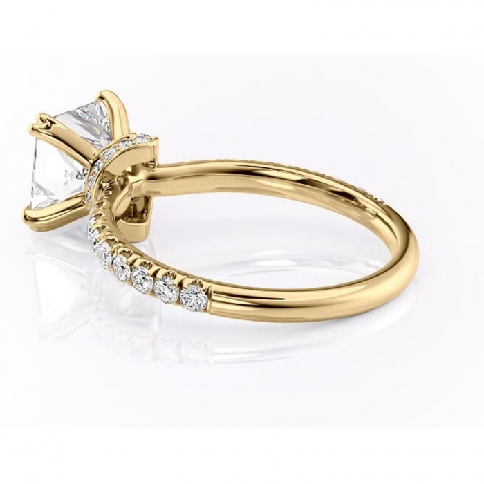 Inel de logodnă Vivienne din aur Galben 14kt cu moissanite tăietură princess – Montură pavé rafinată pentru profil înalt | Personalizează și configurează gratuit online [5]