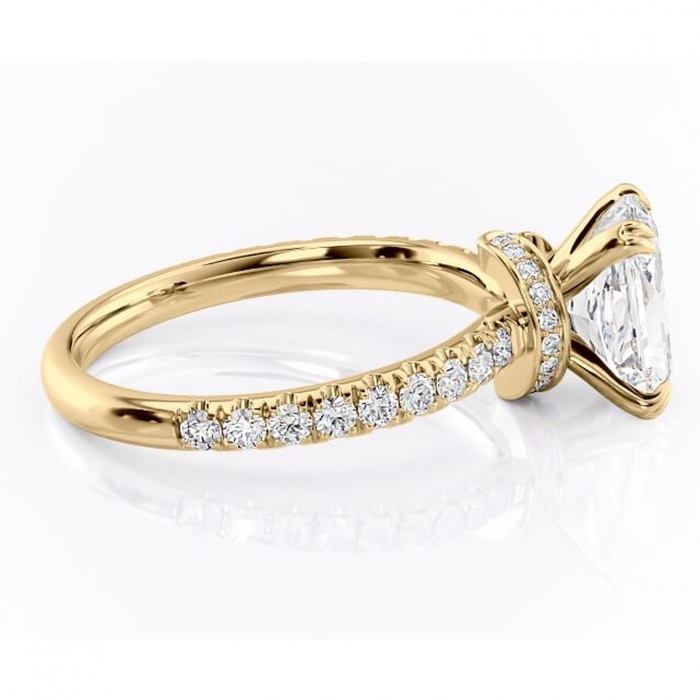 Inel de logodnă Vivienne din aur Galben 14kt cu moissanite tăietură radiantă – Montură pavé rafinată pentru profil înalt | Personalizează și configurează gratuit online [2]