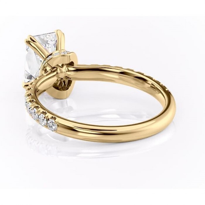 Inel de logodnă Vivienne din aur Galben 14kt cu moissanite tăietură radiantă – Montură pavé rafinată pentru profil înalt | Personalizează și configurează gratuit online [4]