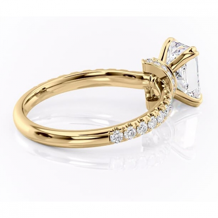 Inel de logodnă Vivienne din aur Galben 14kt cu moissanite tăietură radiantă – Montură pavé rafinată pentru profil înalt | Personalizează și configurează gratuit online [3]