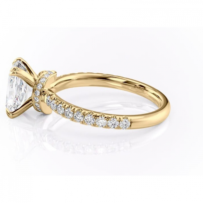 Inel de logodnă Vivienne din aur Galben 14kt cu moissanite tăietură radiantă – Montură pavé rafinată pentru profil înalt | Personalizează și configurează gratuit online [6]
